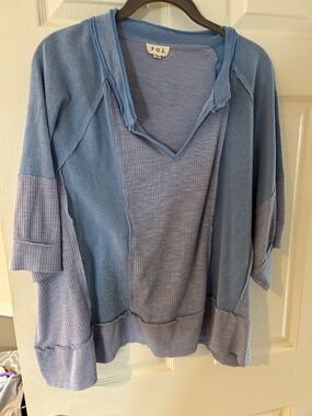 EUC POL Blue 3/4 Sleeve Top Size S